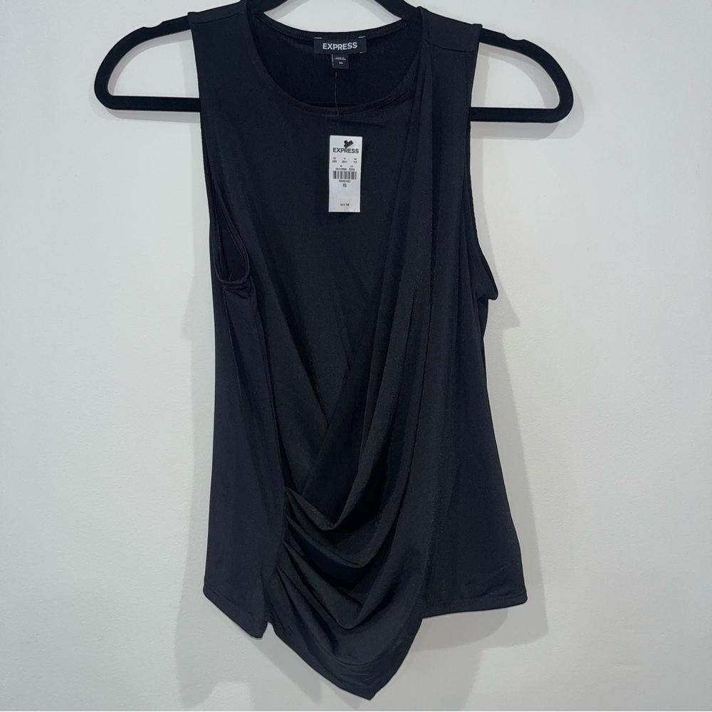 Express Sleeveless top wrap look draped front black size XS NWT